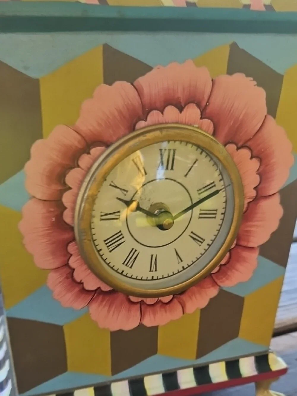 MKC Hand-Painted Floral Accent Clock